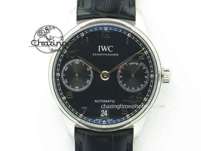 MIROTIME 1230 Effortless Portuguese IW544404 SS White Dial On Black Leather Strap A 7257